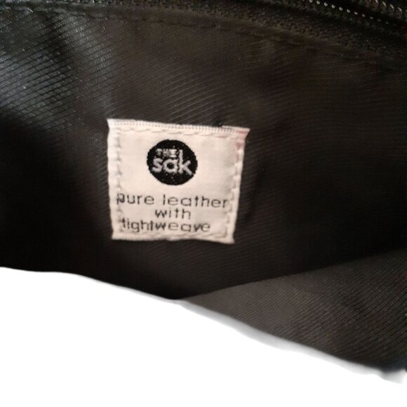 The Sak Crochet Knit Black Leather Purse Crossbody Hippie Hobo Chic Boho - Picture 5 of 6